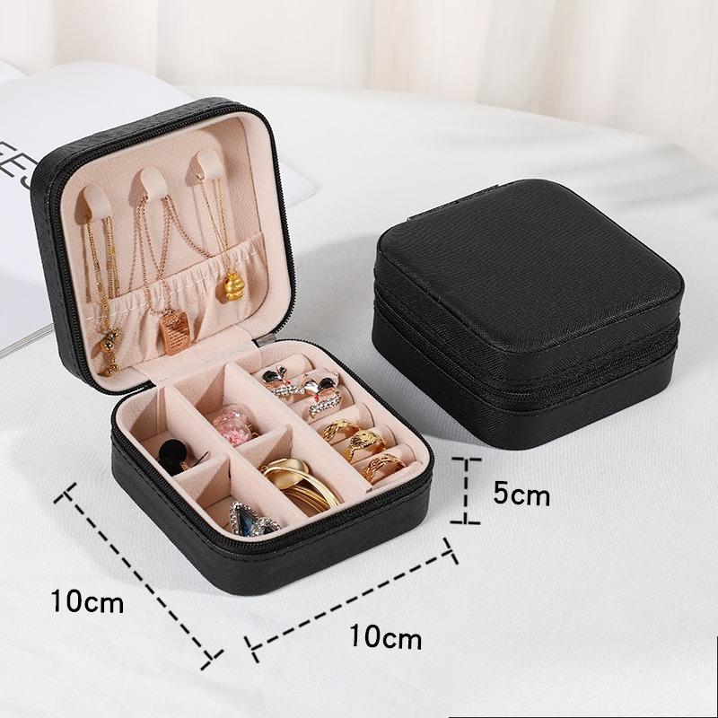 Mini scatola portaoggetti portatile per gioielli, custodia per gioielli, custodia in pelle, orecchini, collana, anello, display per organizzatore di gioielli