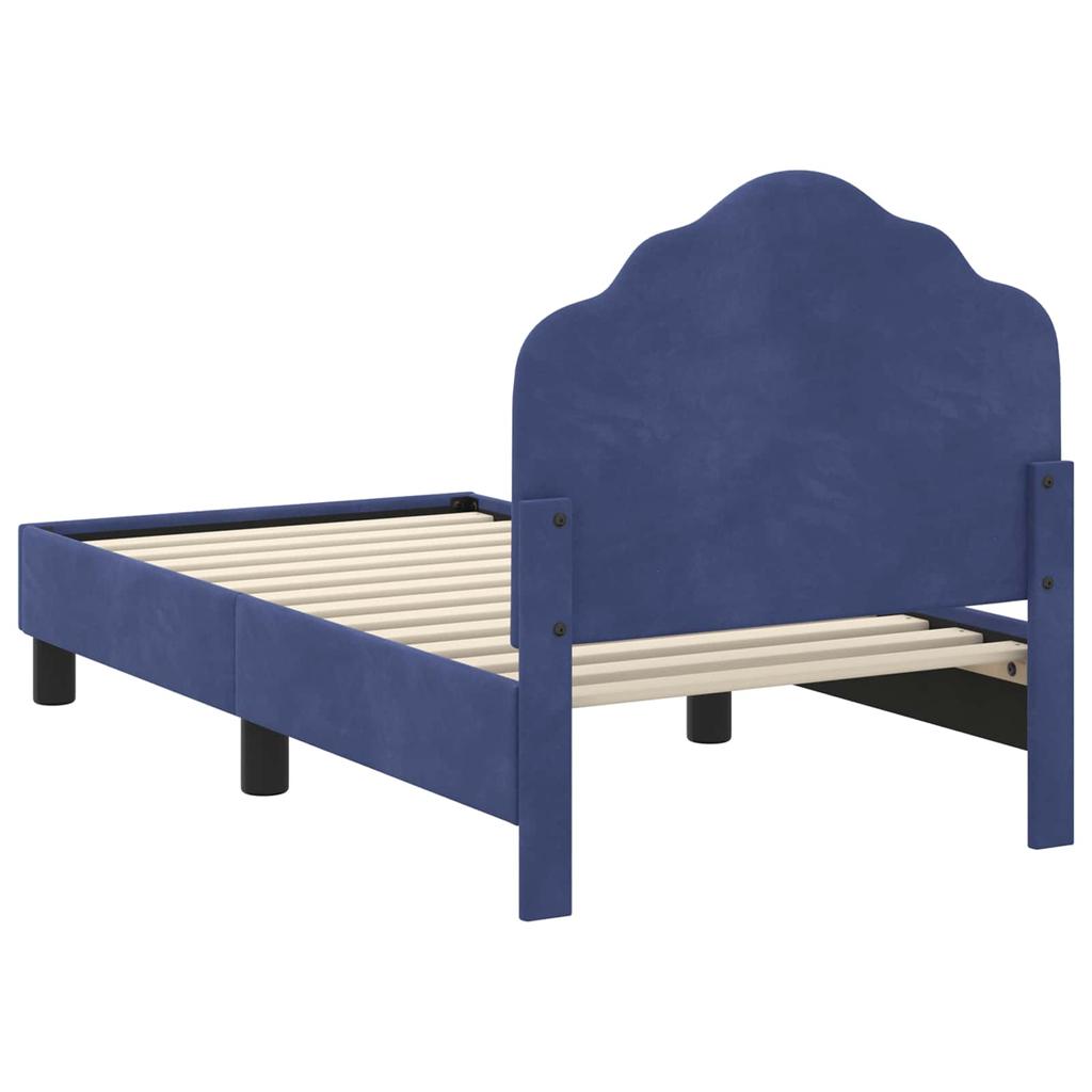 Kids Bed Frame with Headboard Police Blue 70 x 140 cm Velvet
