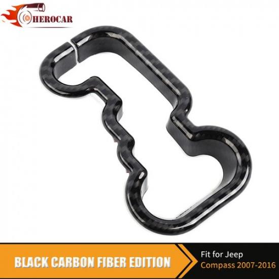 Carbon Fiber Inner Gear Shift Knob Frame Cover Trim For Jeep Compass 2007-2016