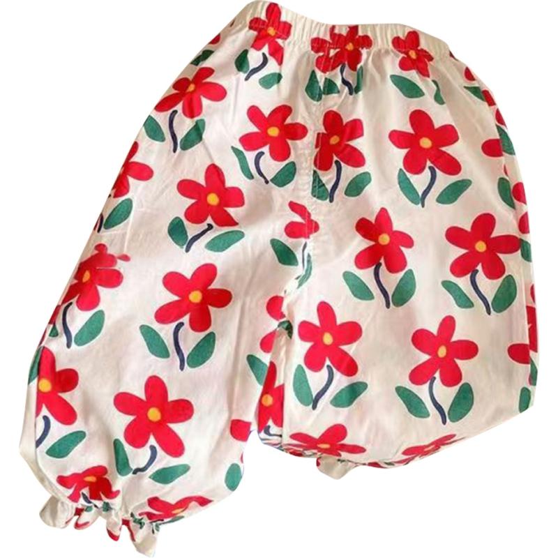 

Пляжные брюки для девочки, повседневные детские брюки с принтом, летние детские брюки от комаров 90