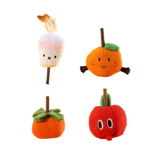 Interactive Cat Toys with Catnip Teeth Cleaning Cute Fruit Shape Bite Resistant Relieve Boredom Soft Plush Cat Toys