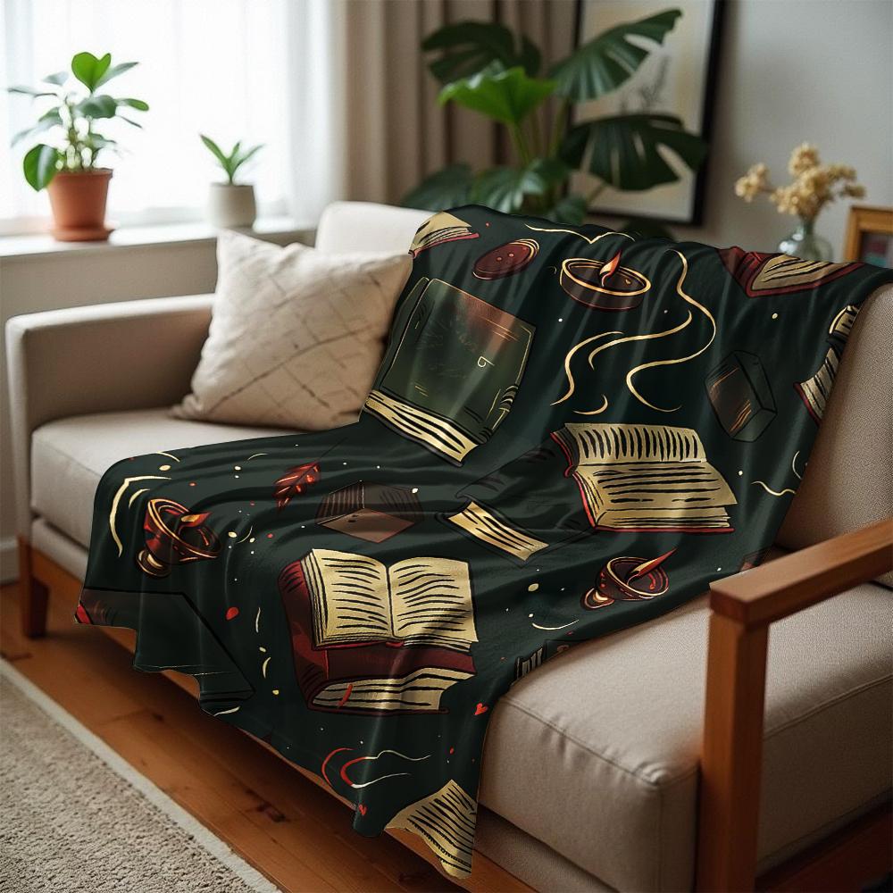 Dark Book Candle Soft Flannel Blanket Breathable Warm Throw for Office Car Sofa Kids Room Birthday Xmas Gift