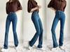 YPFF Trendy European & American Style Women's High Waist Slimming Flare Jeans with Heart Pocket.