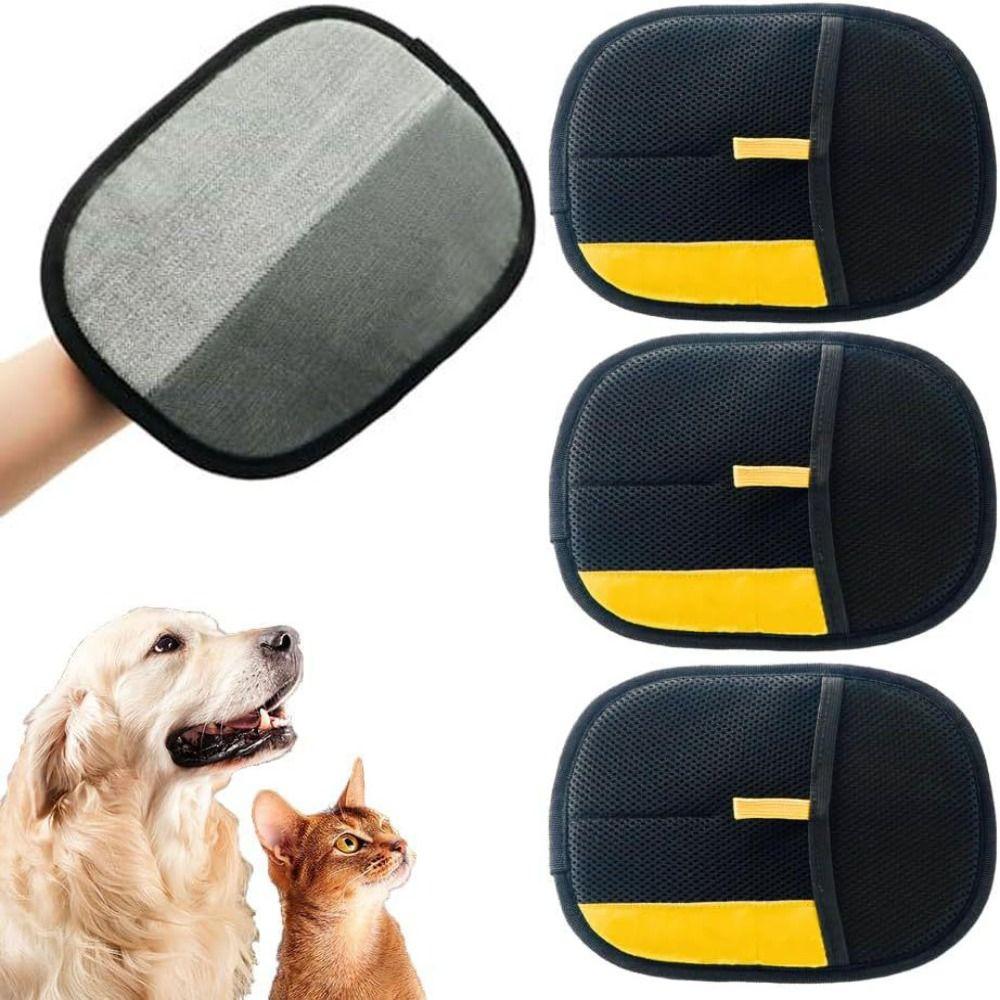 3PCS Soft Pet Grooming Gloves Multi-functional Pet Hair Remover Brush Static Dedusting Brush  Carpet