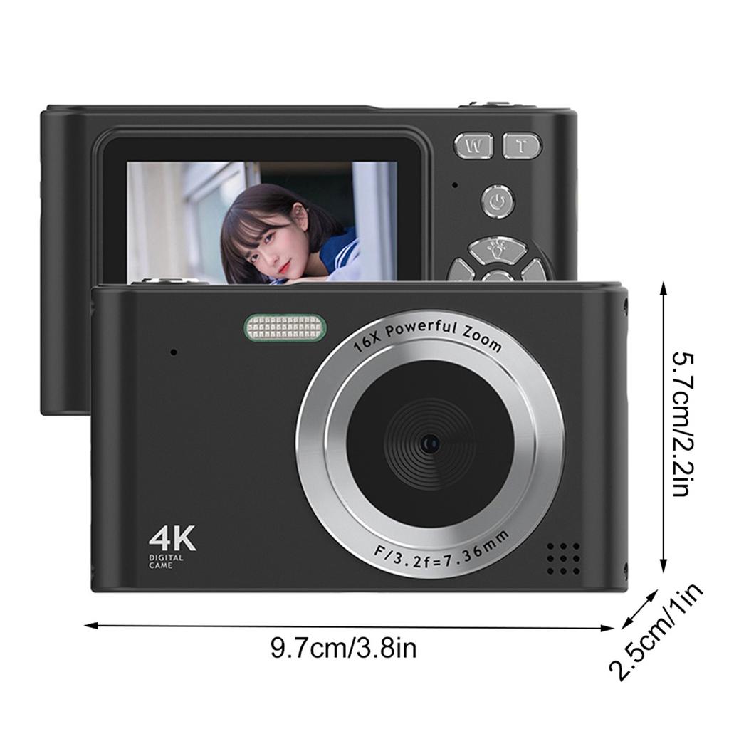 4K Digital Camera Camcorder 48MP Digital Video Camera 2.4 Inch Screen 16X Digital Zoom Anti Shake Face Detection Beauty