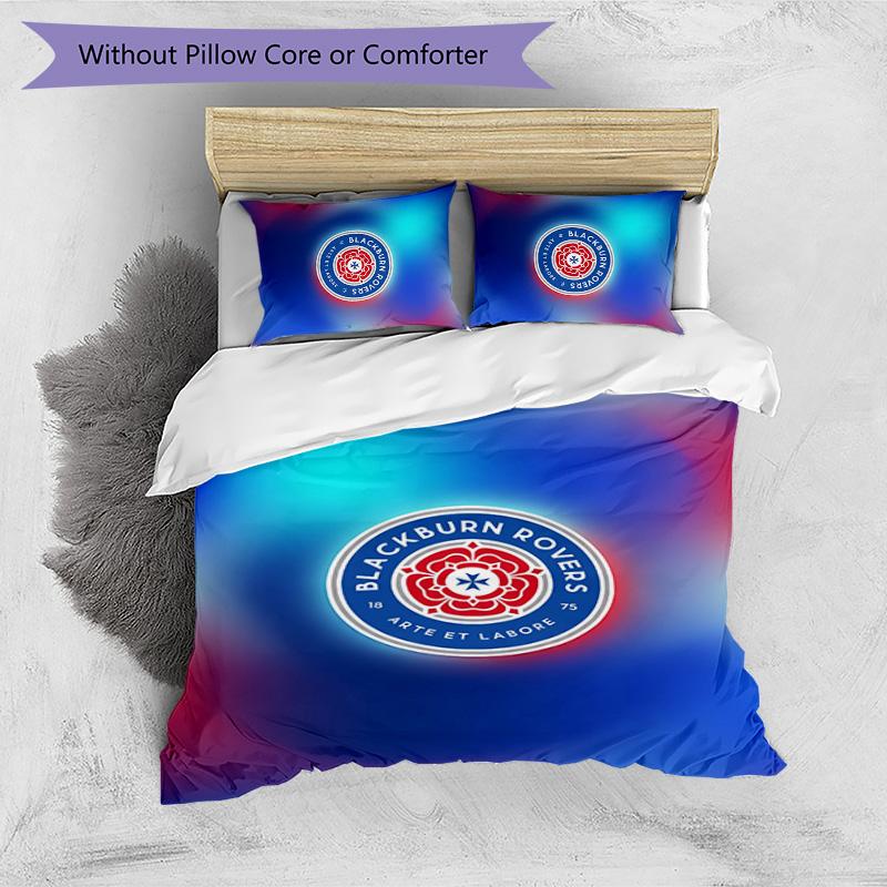 Blackburn Rovers Football Printed 3 Pieces Bedding Set, Comfortable Skin Friendly Bedroom Duvet Cover Set