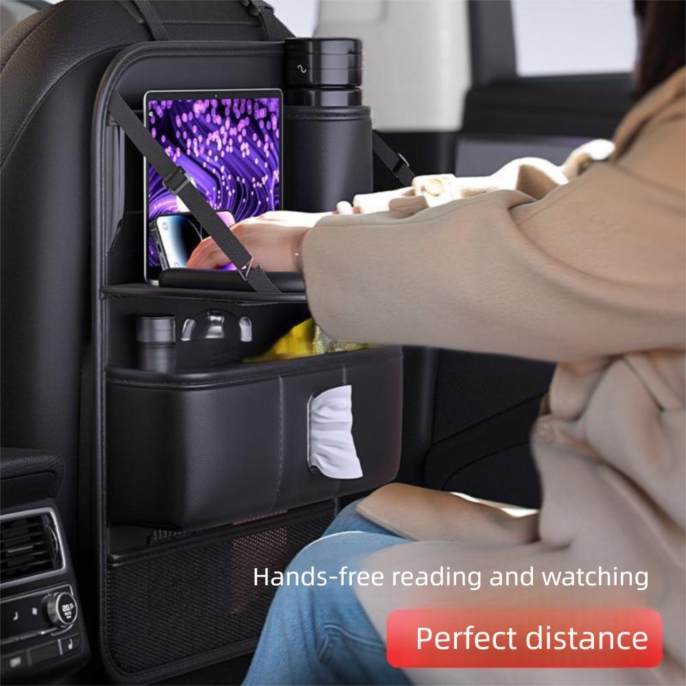 with Foldable Tray Backseat Storage Bag Seat Anti Kick Guard  Car Interior Accessories