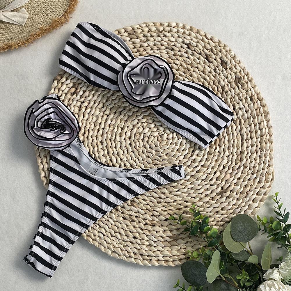 

Европейское и американское 3D Цветочное Бандо Треугольное Бикини Large