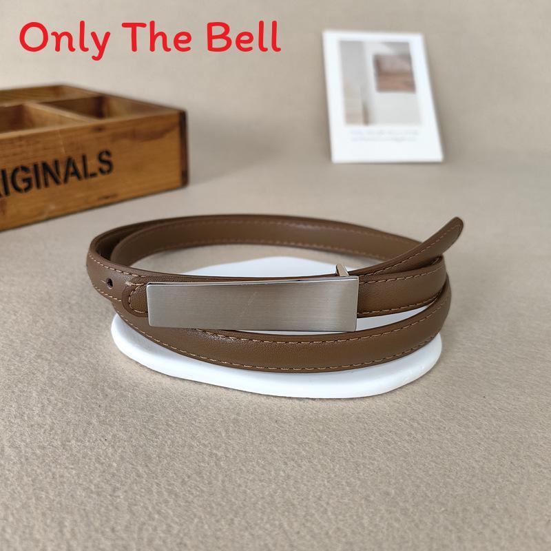 Womens Genuine Leather Skinny Belt With Zinc Alloy Buckle For Office Wear