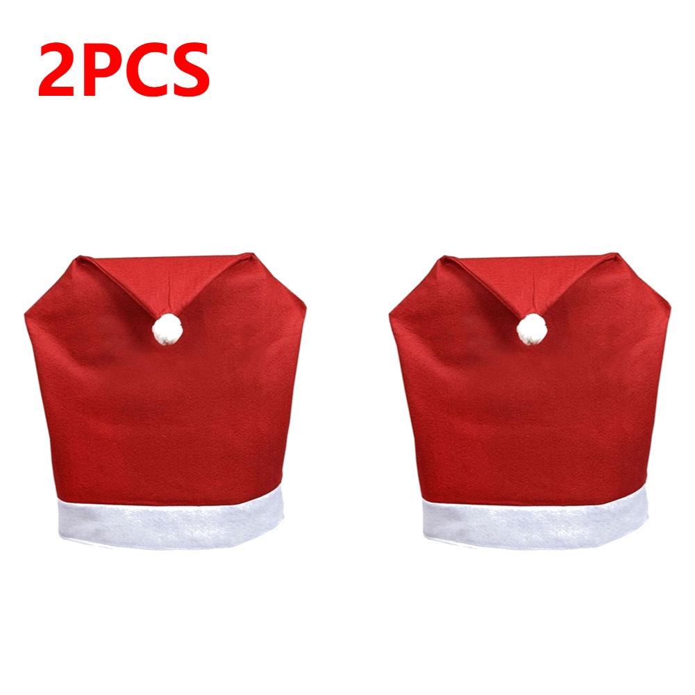 15-1PC Christmas Decorations Xmas Santa Claus Red Hat Chair Back Cover Non-woven Christmas Chair Cover Holiday Party Supplies