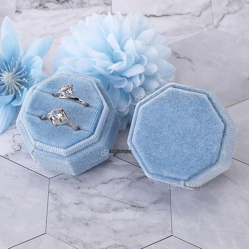Octagonal Velvet Jewelry Box for Wedding or Proposal Rings