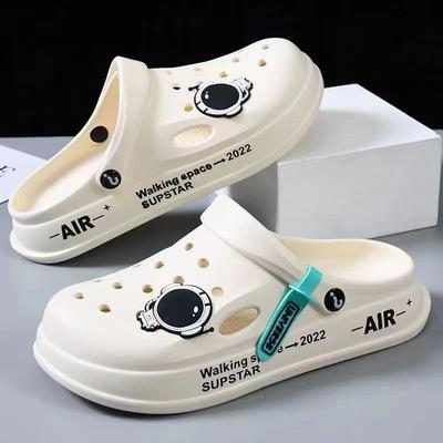 Hole Shoes Men's New Year Couple Platform Slippers Bag Head Sandals Non-slip Casual Soft-soled Beach Shoes Men