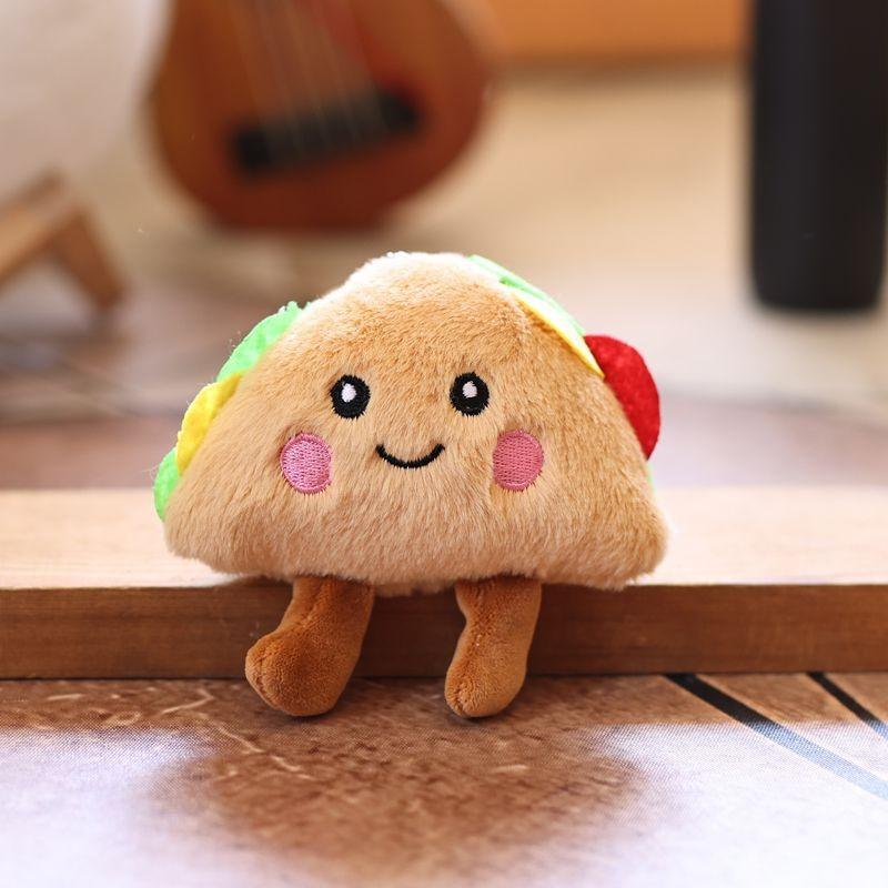 Bread Taco Plush Doll Keychain Bag Charm With Pp Cotton Fill For Gift Kids