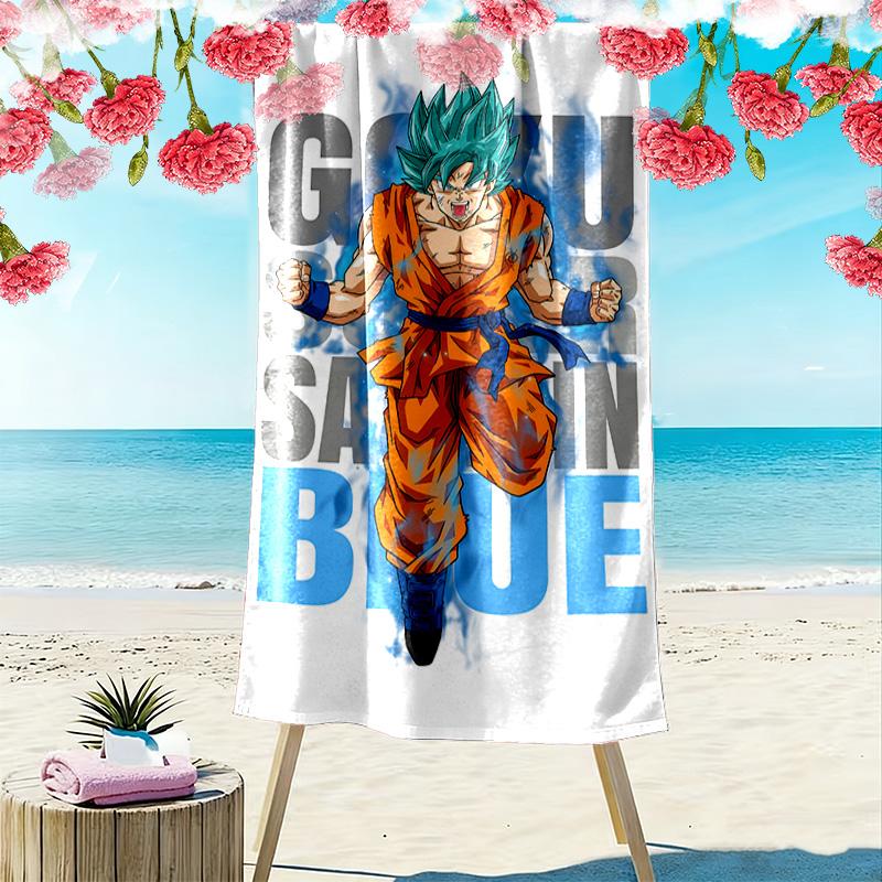 Son Goku Print Beach Towel, Large Soft Quick Dry Towel for Beach Camping Swimming