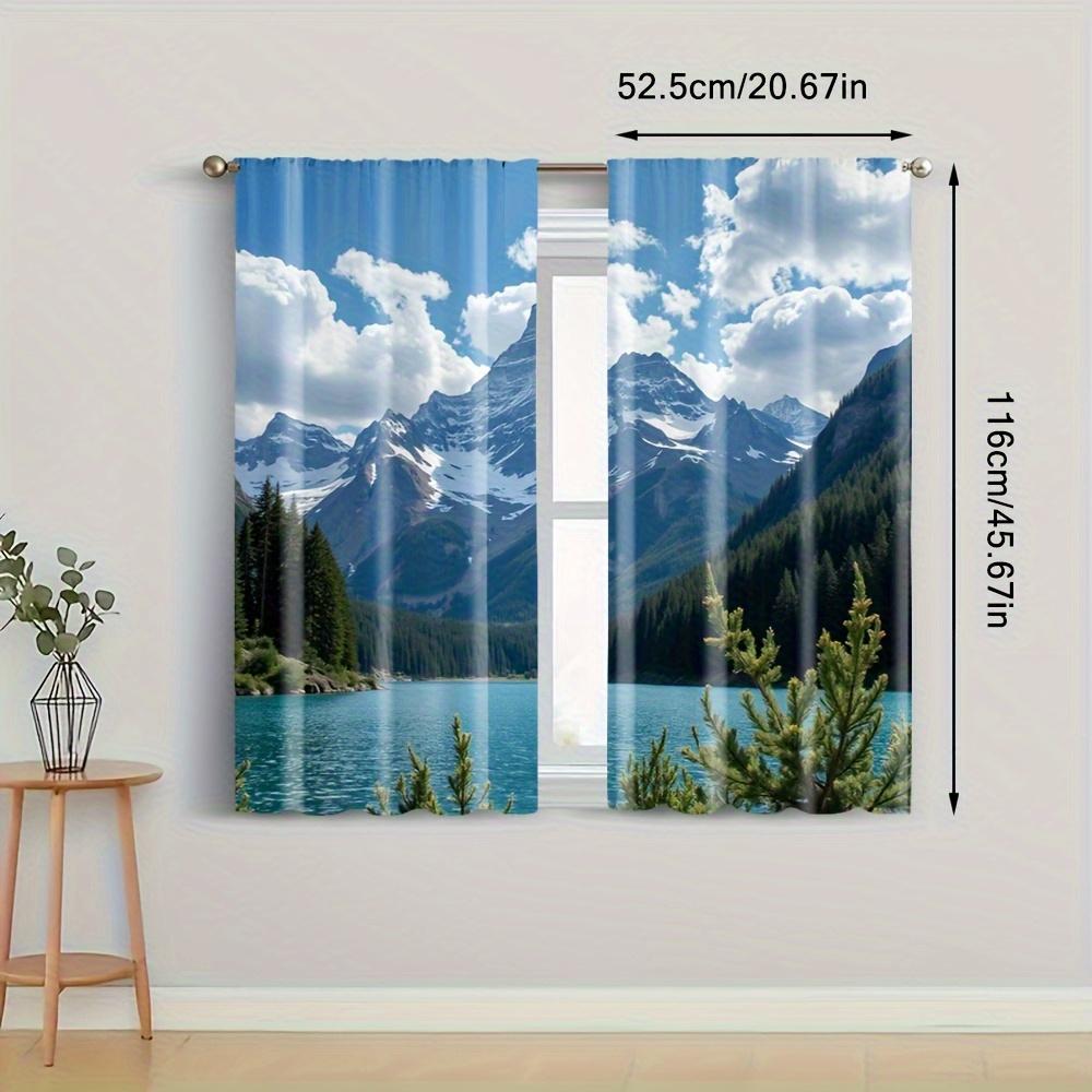 Curtain2pcs Moran Blackout Curtains- Polyester Durable Cordless Rod Pocket   Scenic Mountain Lake Landscape Print   Machine