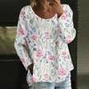 Women's Casual Fashion Loose Round Neck Floral Print Long Sleeve Top