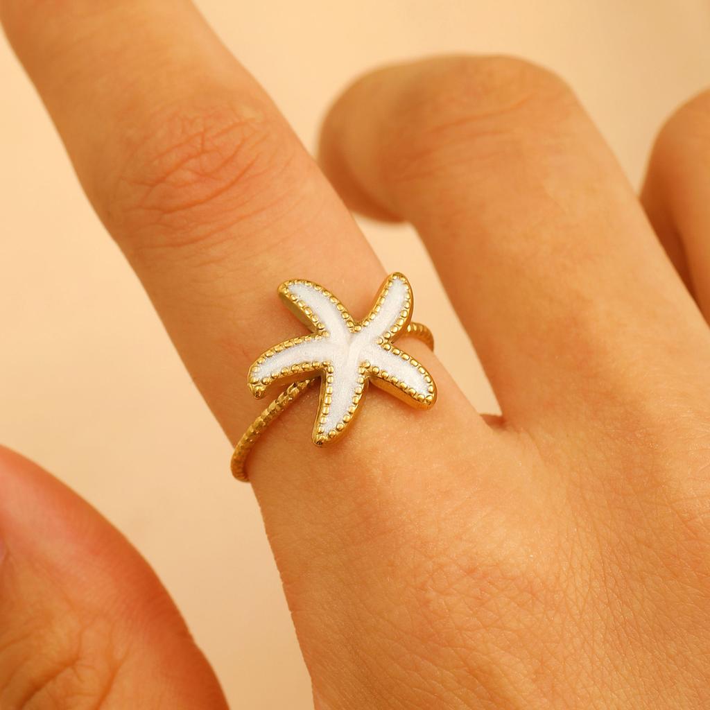 2026 Neuer Verstellbarer Öffnungsring Tropföl Super Süß Meereswind Meerestier Edelstahl Serie Ring