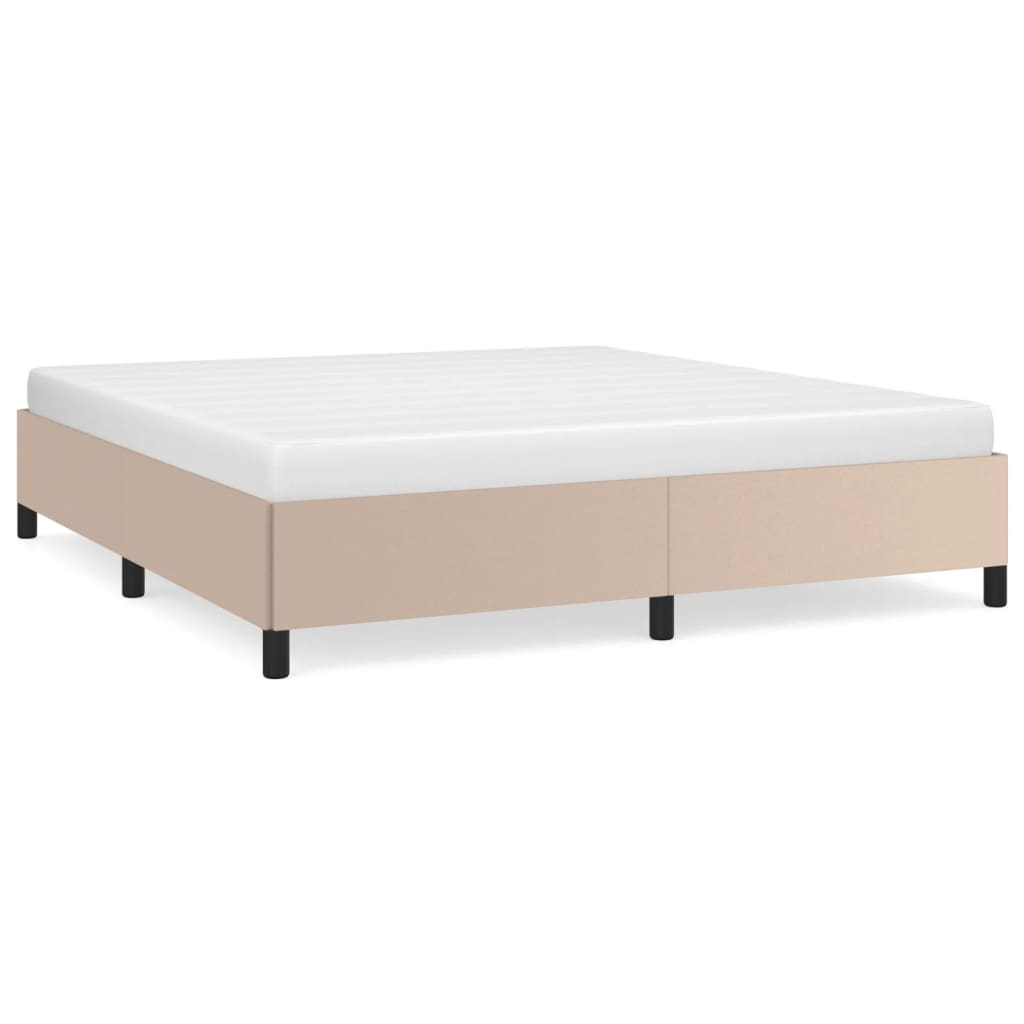 Vidaxl Bed Frame, Color Cappuccino, 160X200 Cm, Faux Leather