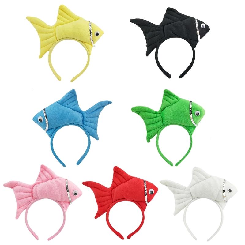 Students Taking Photo Hairband Stuffed Fish Shape Hair Hoop for Halloween