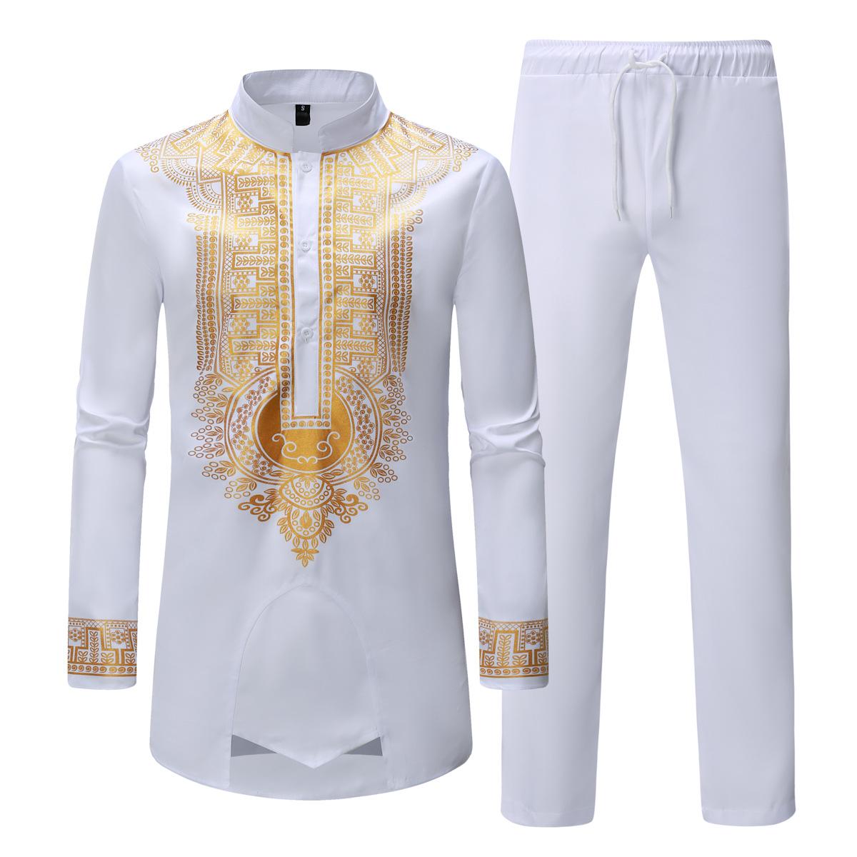 New Design Wholesale African Print Traditional Clothes Men s Clothing African Dashiki Men Clothing Set L белый