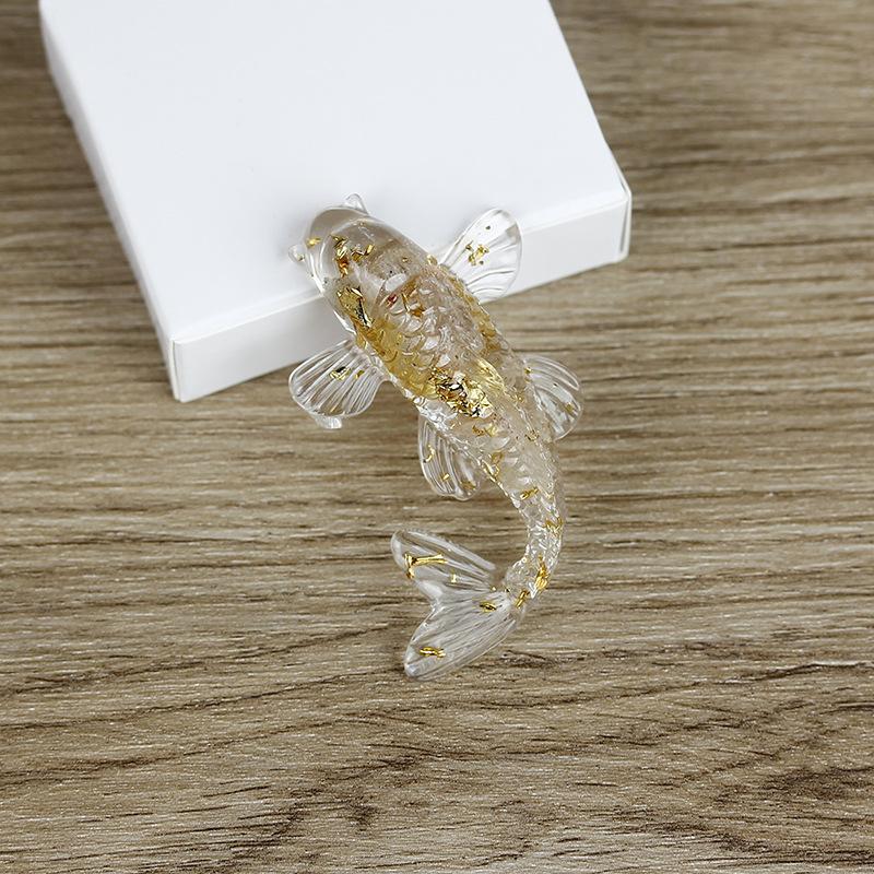 Fish Statue Natural Stone Healing Crystal Carved Animal Figurine Room Decor Reiki Mineral Gemstone Aquarium Decoration Gift