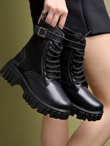 

Shoetopia Smart Casual Side Buckle Detailed Black Boots For Women & Girls /Eu38 5 UK чёрный