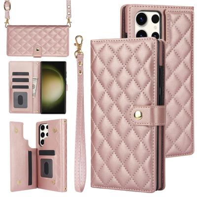 Crossbody  Wallet with Card Holder Phone Case for Samsung Galaxy S23 S21 FE S24 S22 Ultra Plus A14 A54 A15 A55 Wrist Strap Cover
