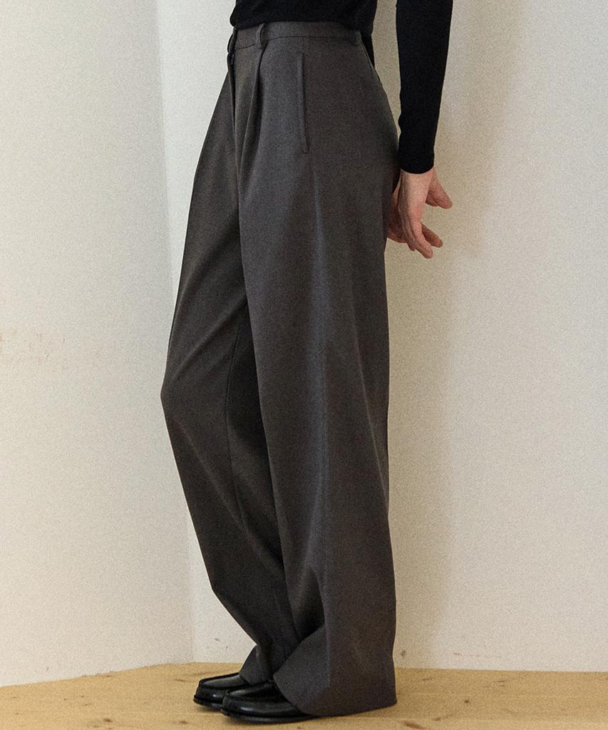 OURHOPE Soft Brushed Touch One-Tuck Pants - Charcoal
