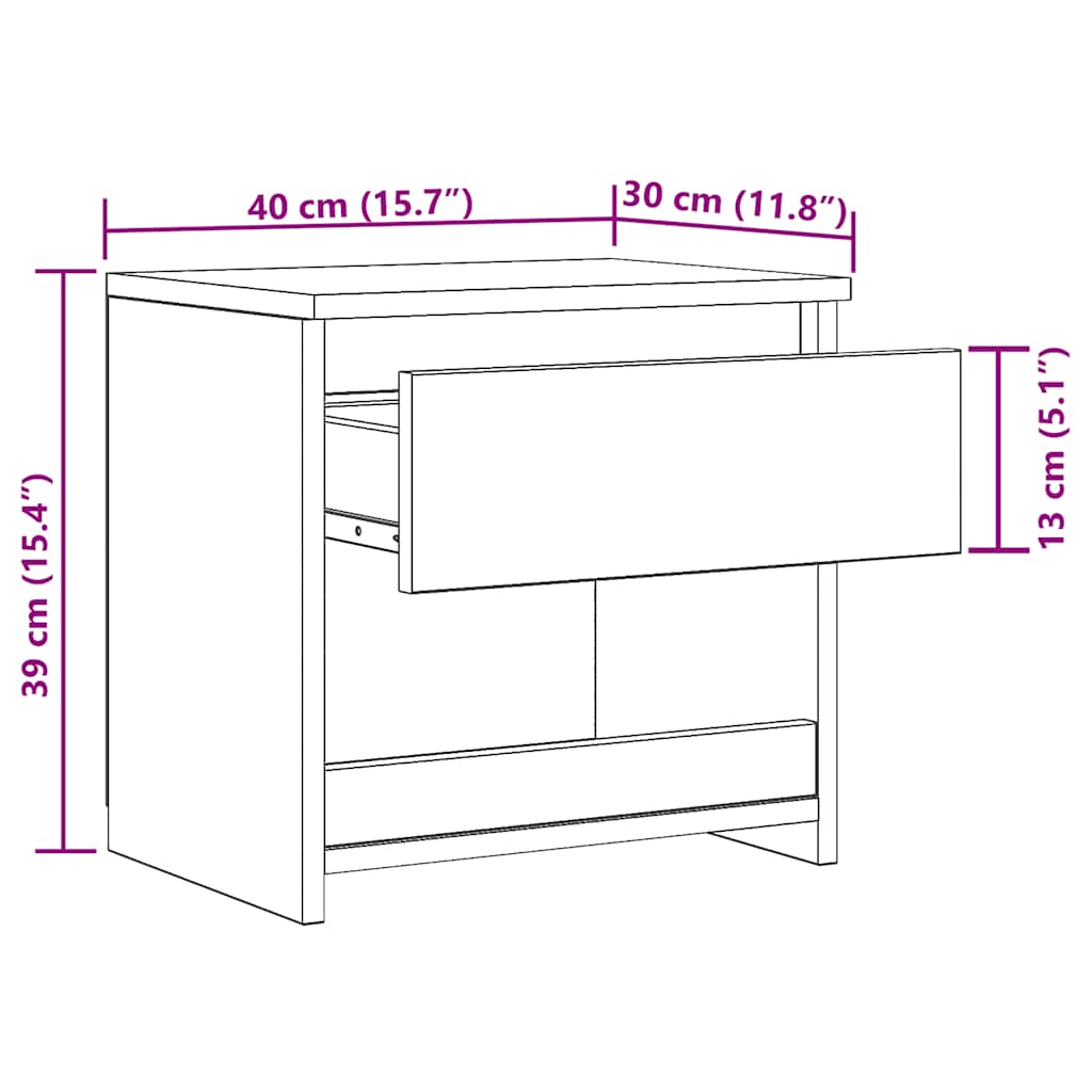 Nightstand with Vintage Wood Look 40 x 30 x 39 cm Engineered Wood