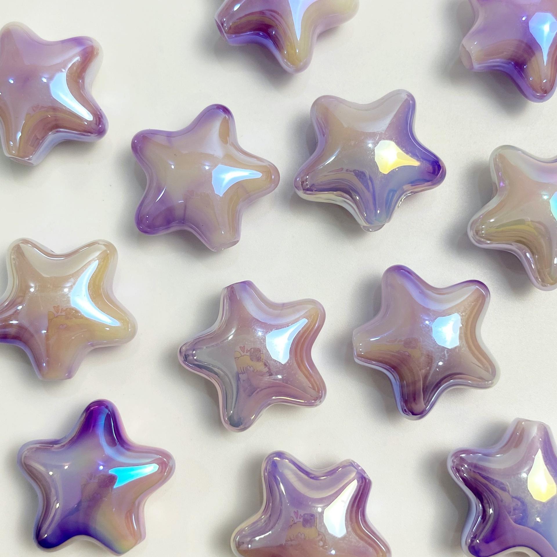 

Ручная работа, украшения-цепочки для мобильных телефонов, аксессуары, градиентный гало-краситель, материал из бисера, гальваническое УФ-излучение, 5 шт., бусины с пятиконечной звездой, серьги, висячие сделай сам фиолетовый