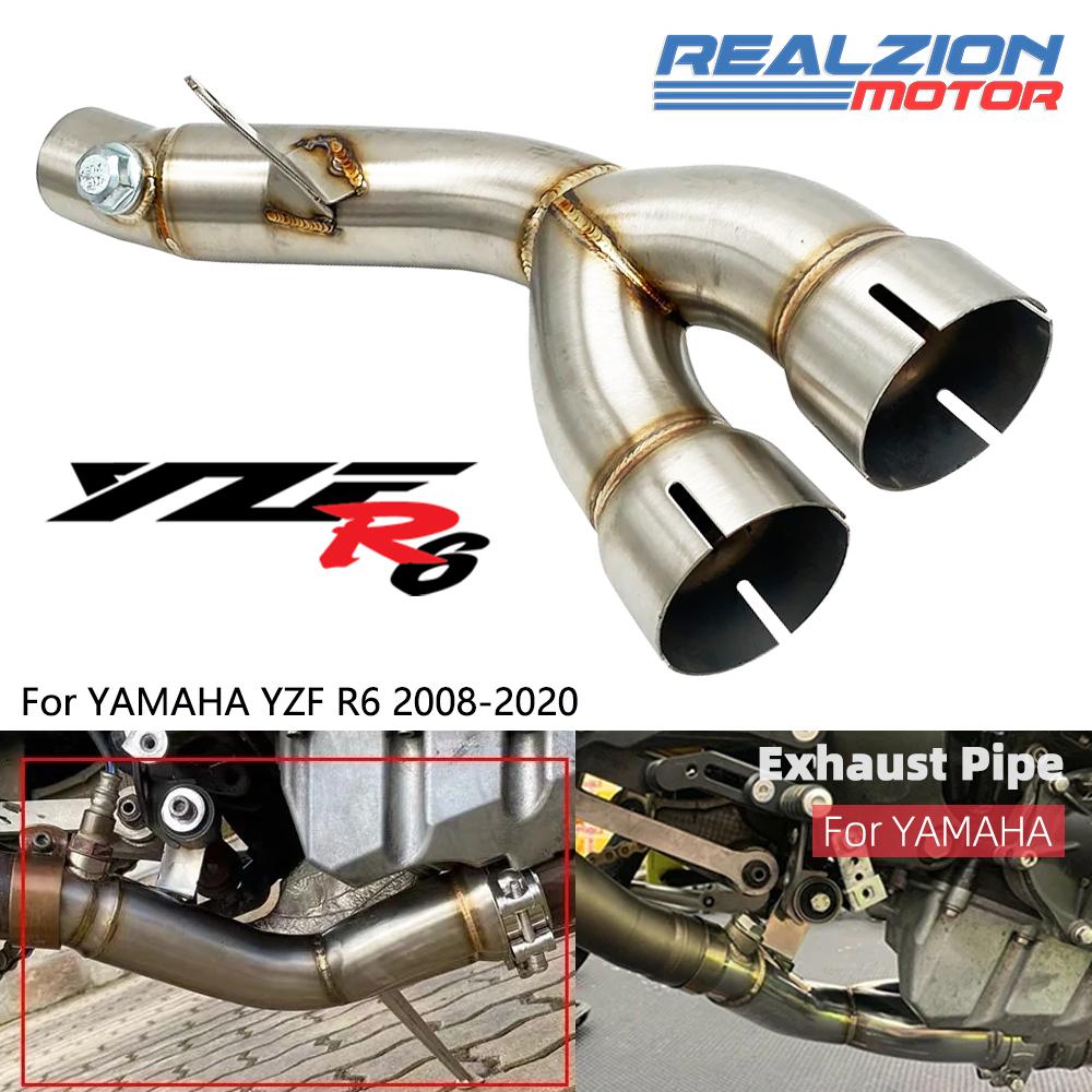 REALZION R6 Motorcycle Exhaust Pipe Exhaust Middle Silp On Pipe For Yamaha YZF R6 2006-2020 Mid Exhaust Pipe