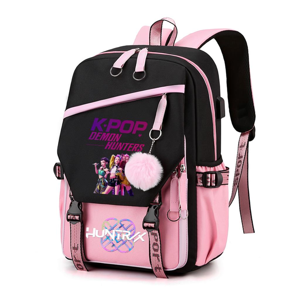 Uroczy plecak Kpop Demon Hunters z nadrukiem o dużej pojemności dla nastolatka, studenta, dziewczyny, chłopca, tornister, plecak na książki, prezent dla dziecka, kobiety, wodoodporna torba podróżna Mochila
