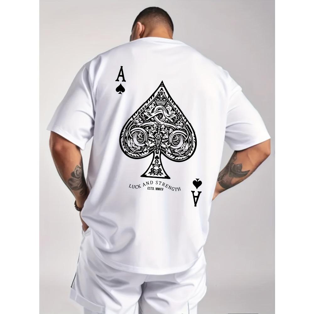 Spade A Print Men Cotton T-shirt Summer Short Sleeve