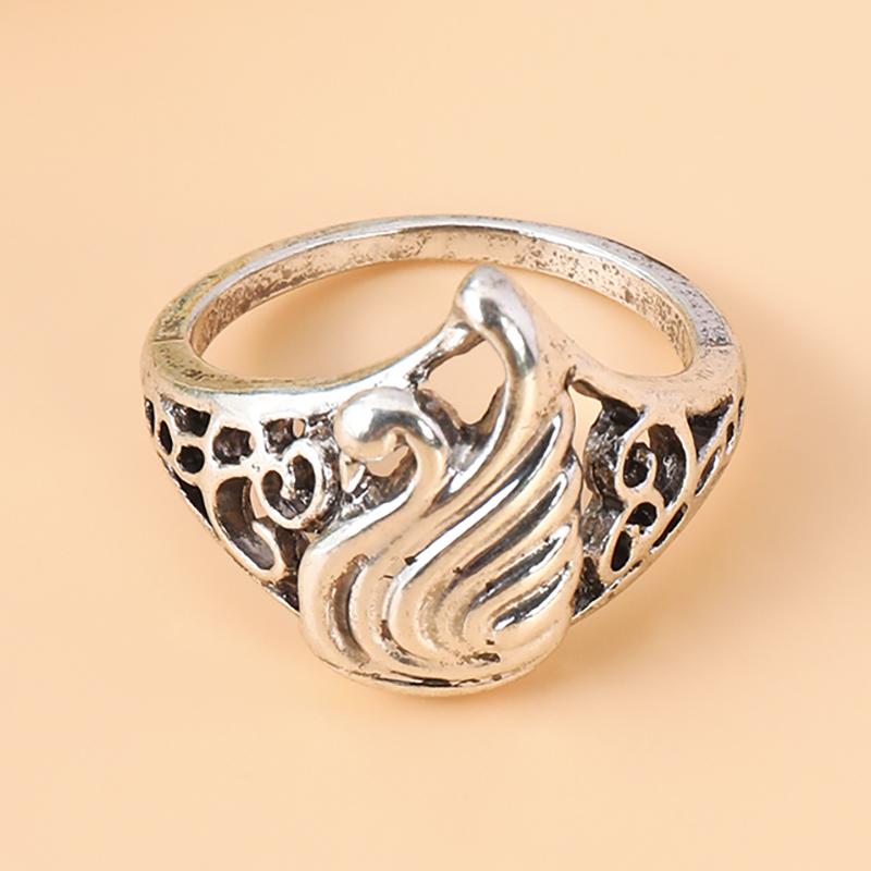 

Huajie Креативные Женские Кольца Классической Формы Лебедь Сквозная Форма Ретро Серебряный Цвет Банкетное Женское Новое Кольцо Тренд Мода 7