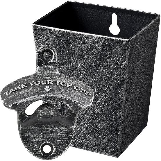 Black Beer Opener Wall Mounted Take Your Bottle Top Off Bottle Opener with Cap Catcher Gifts
