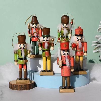 Marionetten Puppe Spielzeug 13cm Nussknacker Soldaten Walnussholz Bemalt Kinder Weihnachtsspielzeug 6 Stück/Los