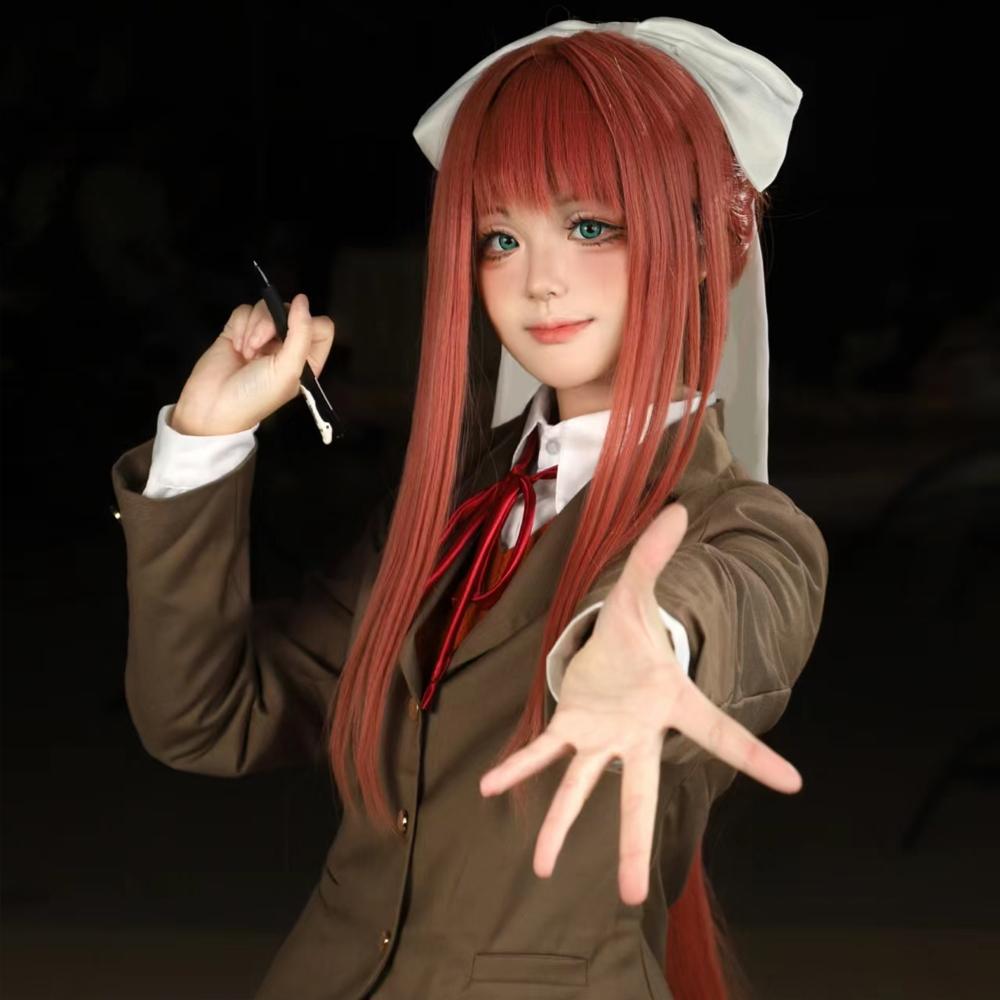 Anime Doki Doki Literature Club Monika Cosplay Costumes Sayori Yuri Natsuki Halloween Costumes for Women Dress Vestido Clothing