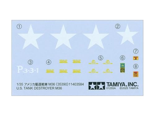 Tamiya 1/35 Military Miniature Series No. 390 American Tank Destroyer M36 Plastic Model 35390 (Tank)