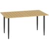 Garden Dining Table, 150 X 90 Cm Rectangle Outdoor Table with 5 Cm Parasol Hole, Slatted Tabletop and Steel Frame for Patio Balcony