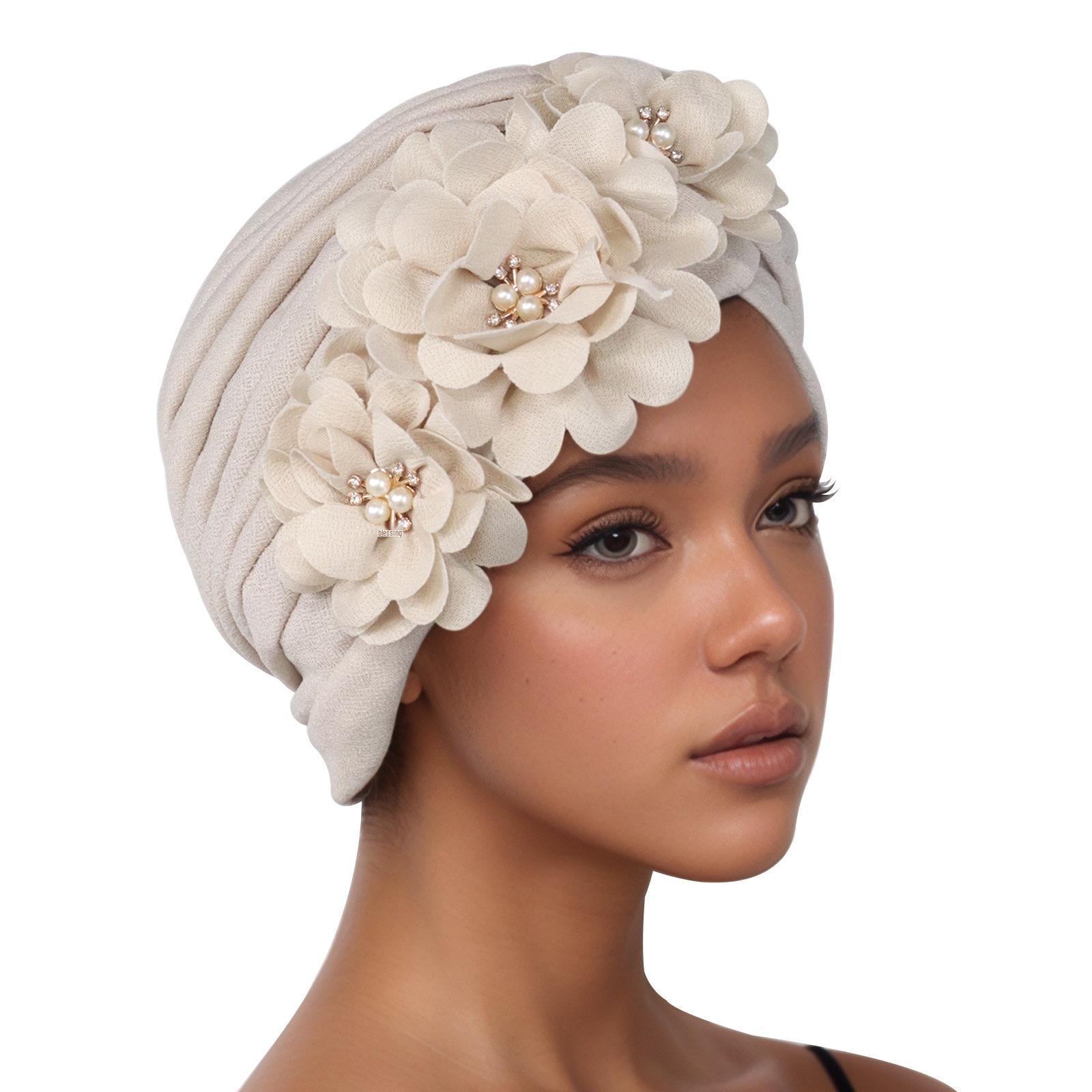 

Африканський традиційний мусульманський аплікаційний пуловер хустка-шапка One Size бежевий