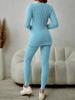 2025 Spring Casual V-Neck Long Sleeve Slit Top & Pants Set
