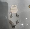 Sparkling Leaf Grass Five Flower Bracelet Handmade by Women Double sided Silver and Gold Texture Waterproof