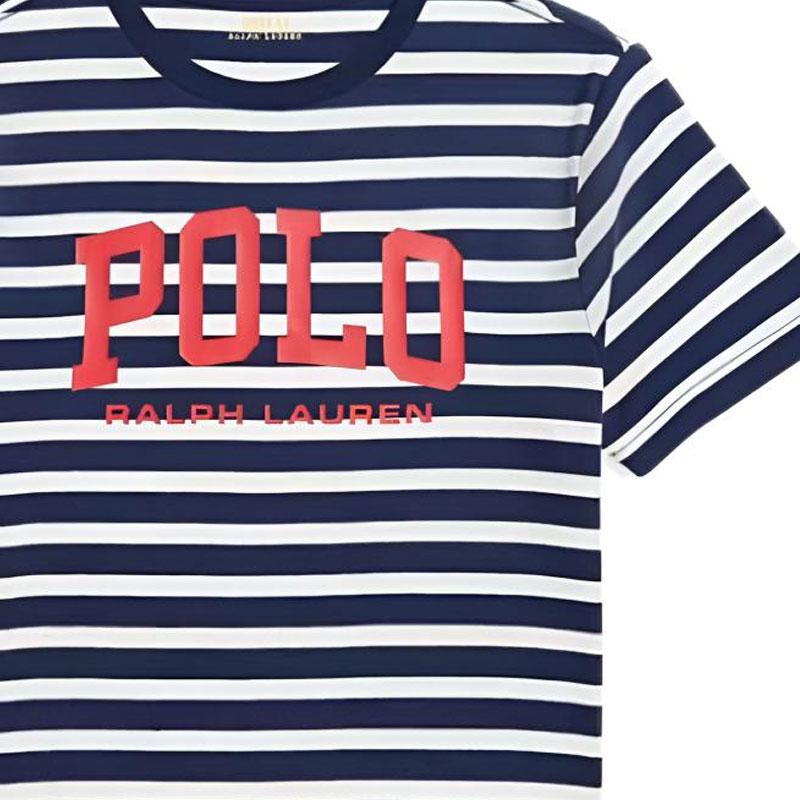 Polo Ralph Lauren Striped Crew Neck Short Sleeve T-Shirt Kids Tops Navy-Blue 323958161-001