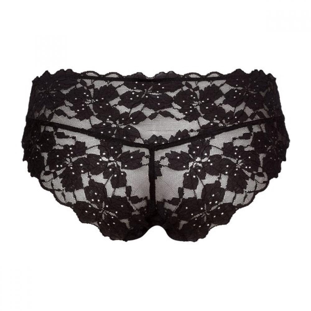 Hanro High Cut Lace Midi Brief  70906   Black Beauty   Deep Poppy 