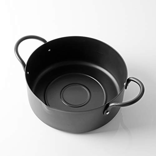 PEARL METAL Matte Tempura Pan, 20cm, Limited Edition, Black, Iron, with Thermometer, BLKP Black, AZ-5037