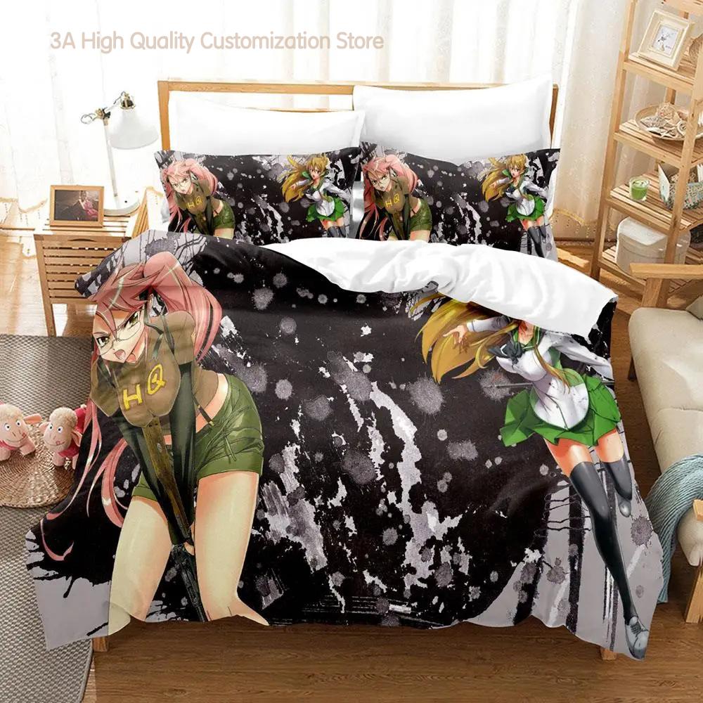 2023 Cexy Girl Highschool of the Dead Bedding Set Single Twin Full Queen King Size Bed Set Adult Boys Bedroom Duvetcover Sets