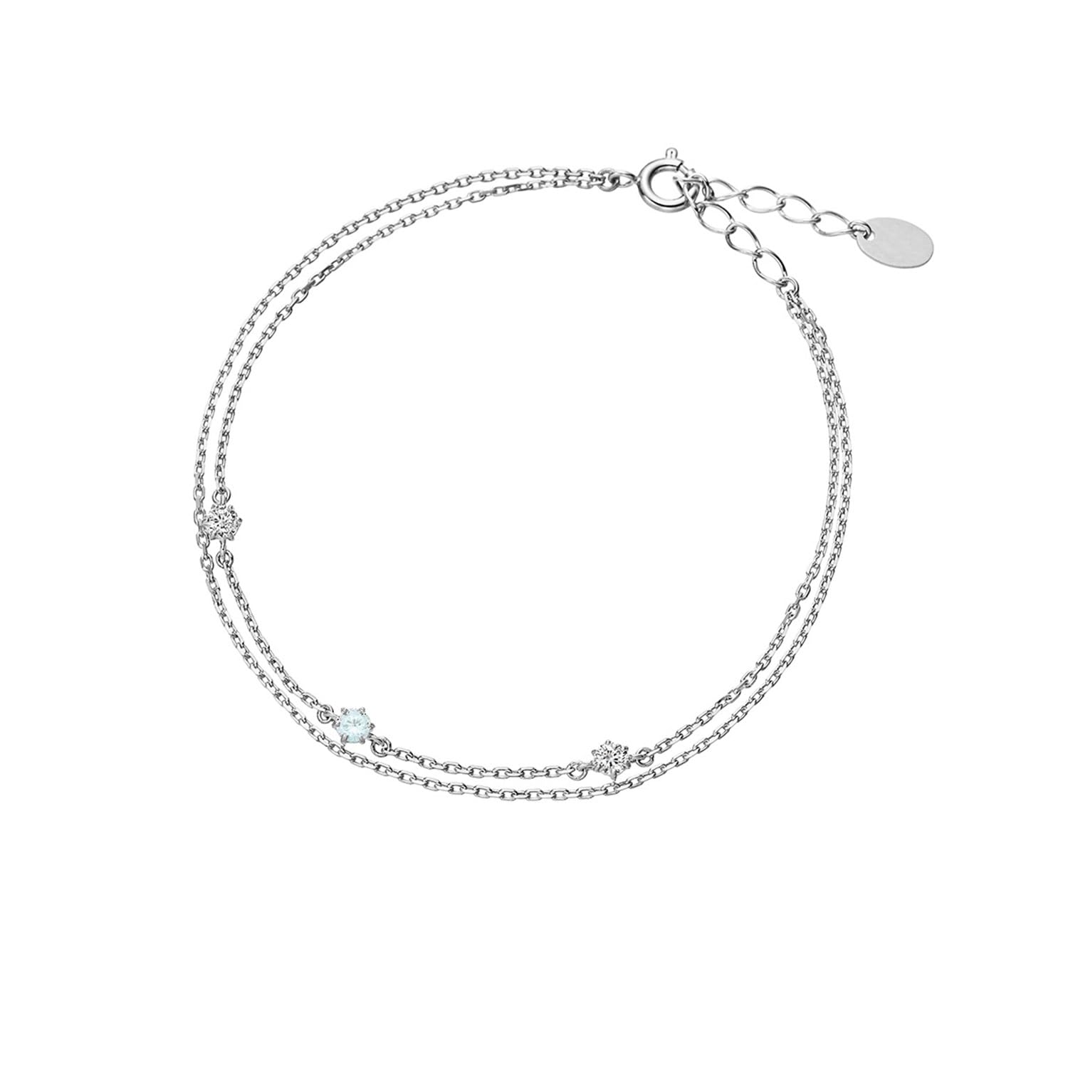 

Official Eternal Silver Bracelet Mitsuishi Motif Silver March Birthstone Aquamarine 112434731803 [Yondo Sea] Women s