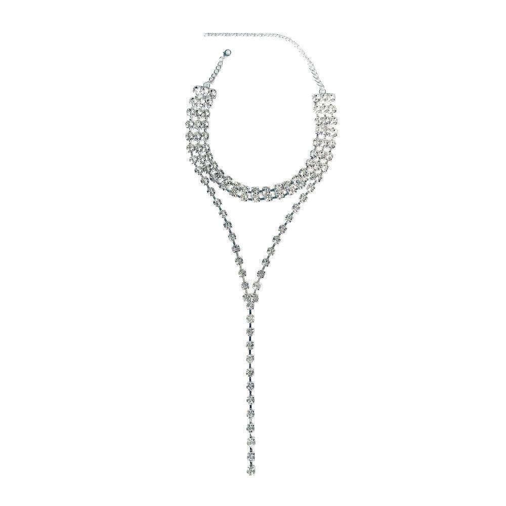 Feng Shui Diamant-Halsketten-Bundle Hals Voll-Diamant-Quasten-Halskette Sexy Mehrschichtige Körperkette Dreiteiliges Schmuckset