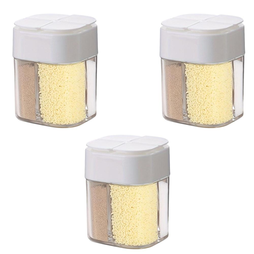 4in1 Camping Seasoning Shaker Multi-Purpose Spice Jar with Lid 4-Compartment For Outdoor BBQ Cooking Salt Pepper Storage Box