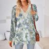 Womens Tops Loose V-neck Contrast Color Split Loose Long Sleeve T-shirt Women's Tops